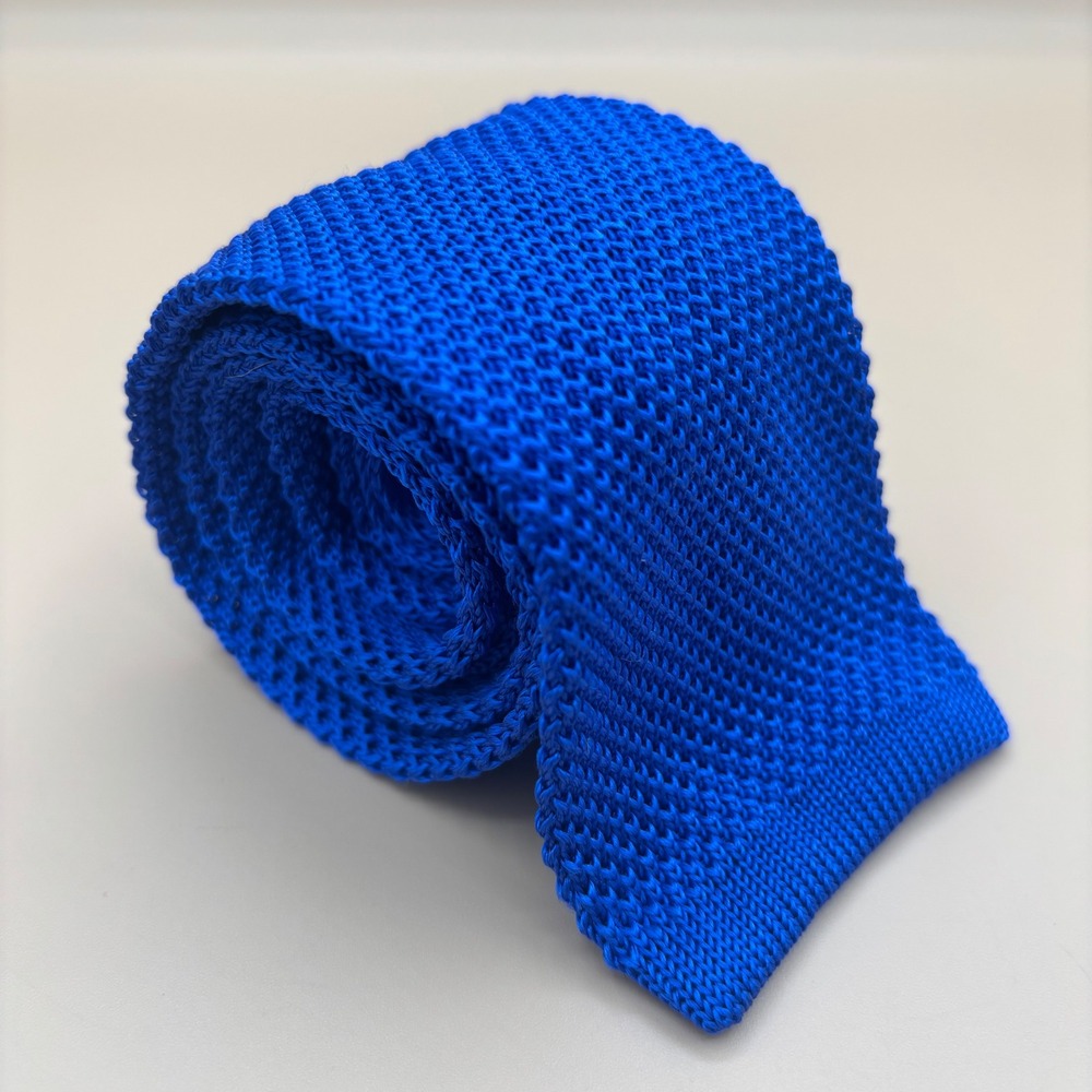 The Tie Bar 100% Silk Knit Necktie Mens OS Royal Blue Excellent Preppy  Tie